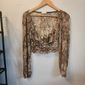 Emory Park Brown Snake Print Blouse